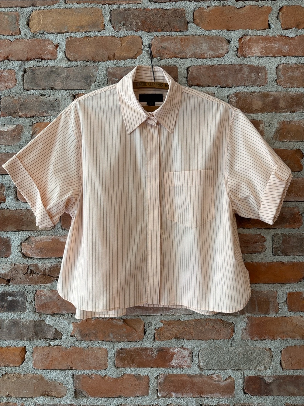 Zara | Cropped Short Sleeve Button-Up Shirt